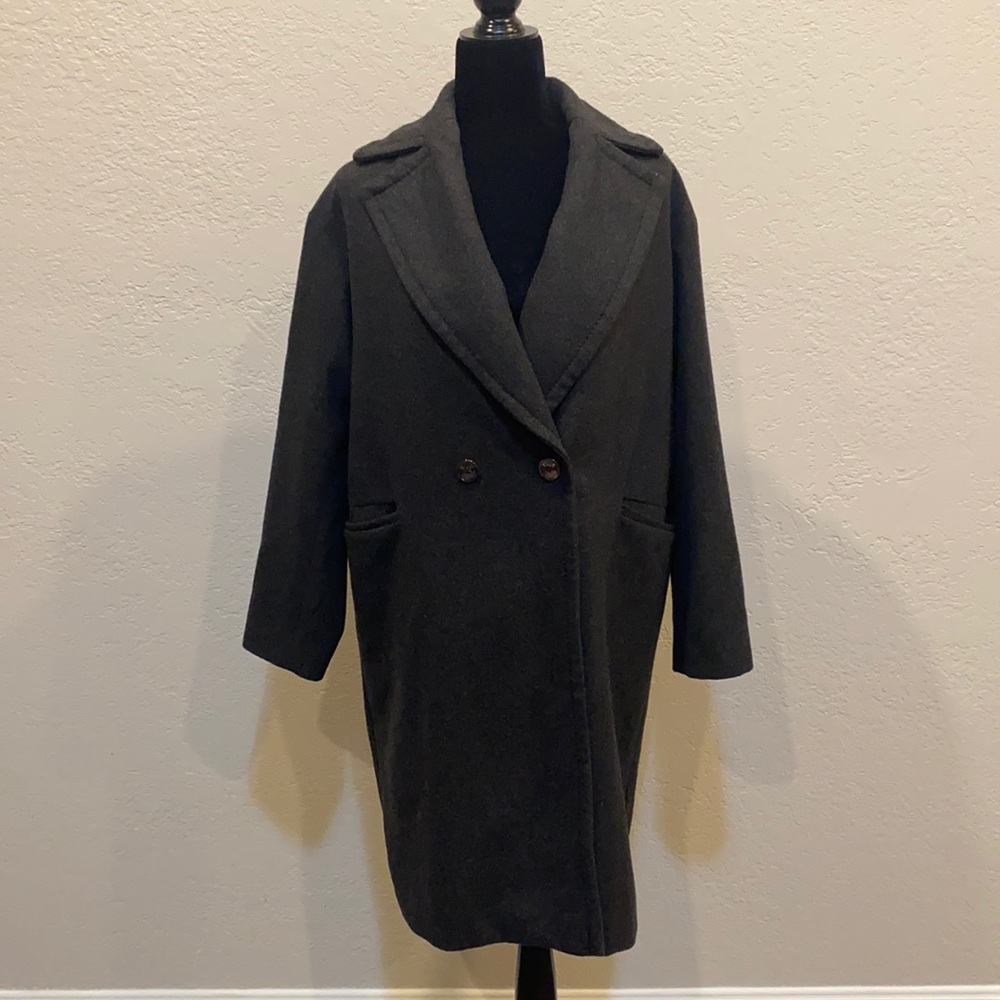 Charcoal Grey Oversized Coat, warm and cozy fit.